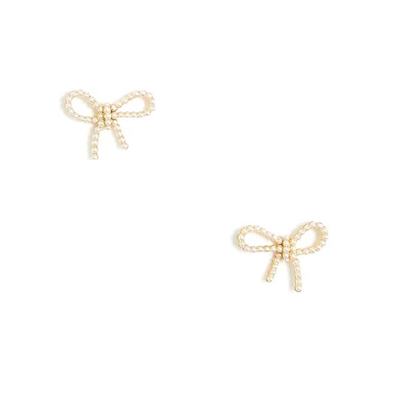 J. Crew Beaded Bow Stud Earrings Nwt & Dust Bag - Picture 4 of 5